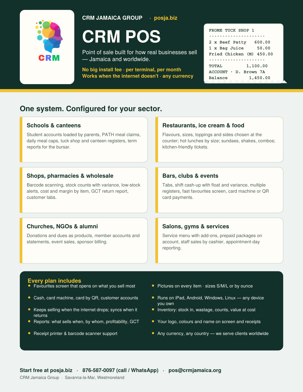 CRM POS — one system, configured for your sector